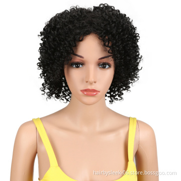 Charming short colored soft heat resistant synthetic wigs with omdre color kinky curl synthetic hair wigs